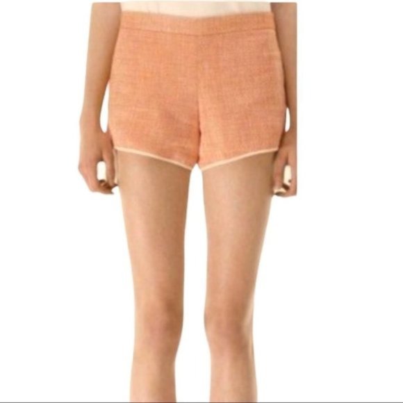 club Monaco Tangerine Orange Linen Shorts Womens 2 - Picture 1 of 7
